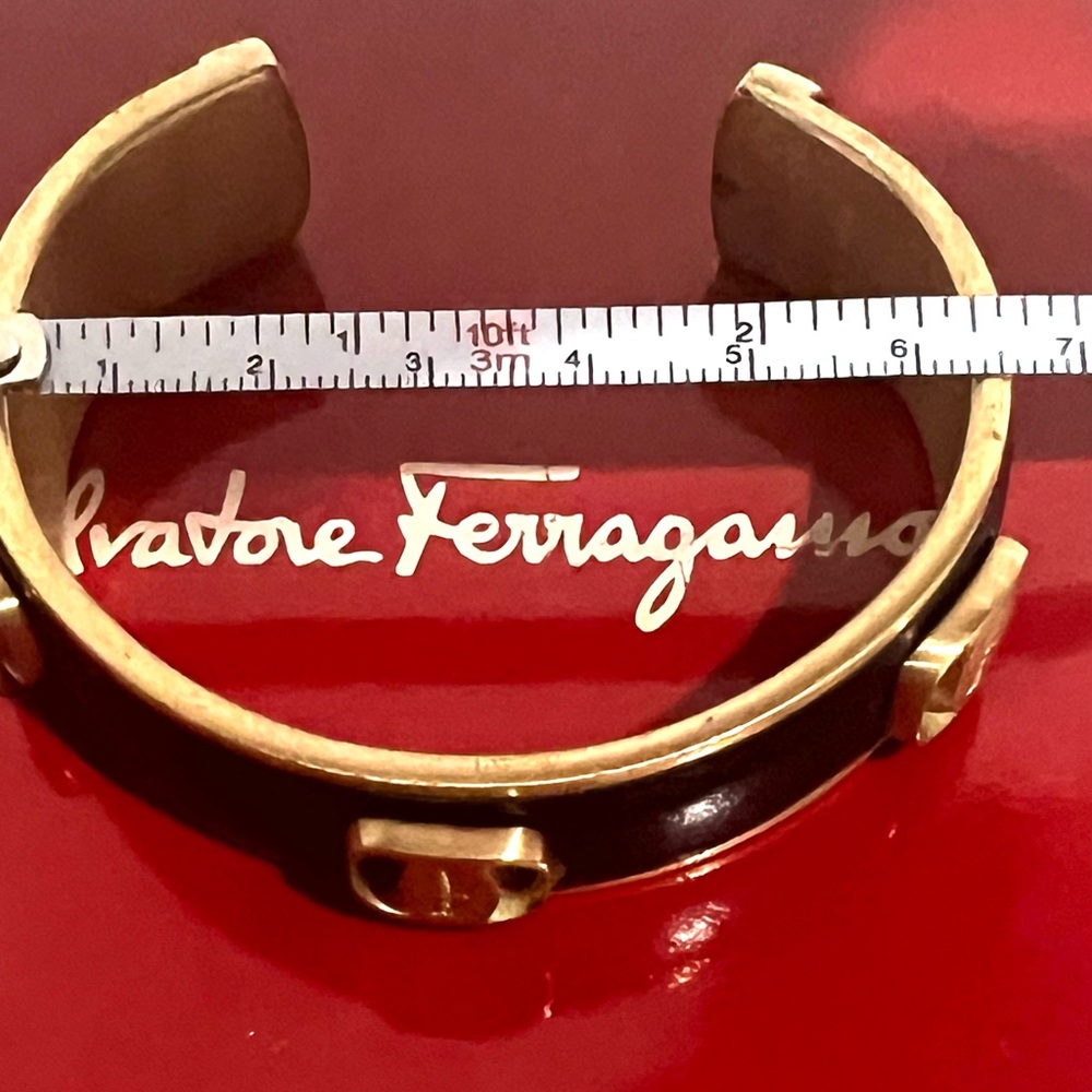 Salvatore Ferragamo Leather and Gold Vara Cuff - Picture 7 of 7